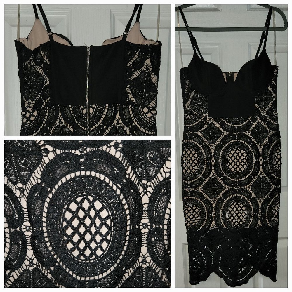 BLACK LACE MINI DRESS